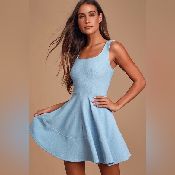 Lulus Home Before Daylight Mini Knee Length Dress, Periwinkle Sky Blue, Size S - Picture 4 of 14